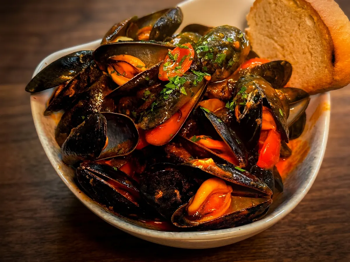 Cozza di Scardovari DOP in guazzetto con pomodoro fresco e prezzemolo